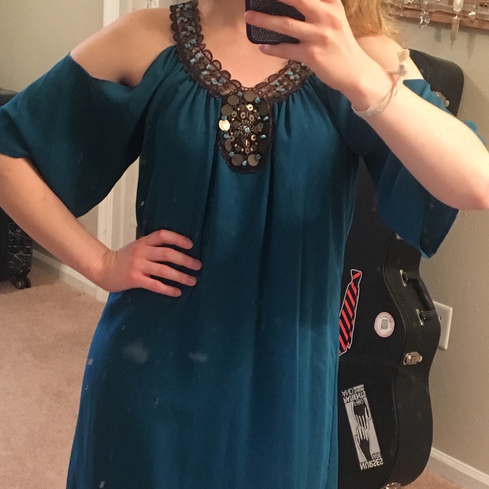 🥂2 for $20!🥂 Cold-shoulder teal dress